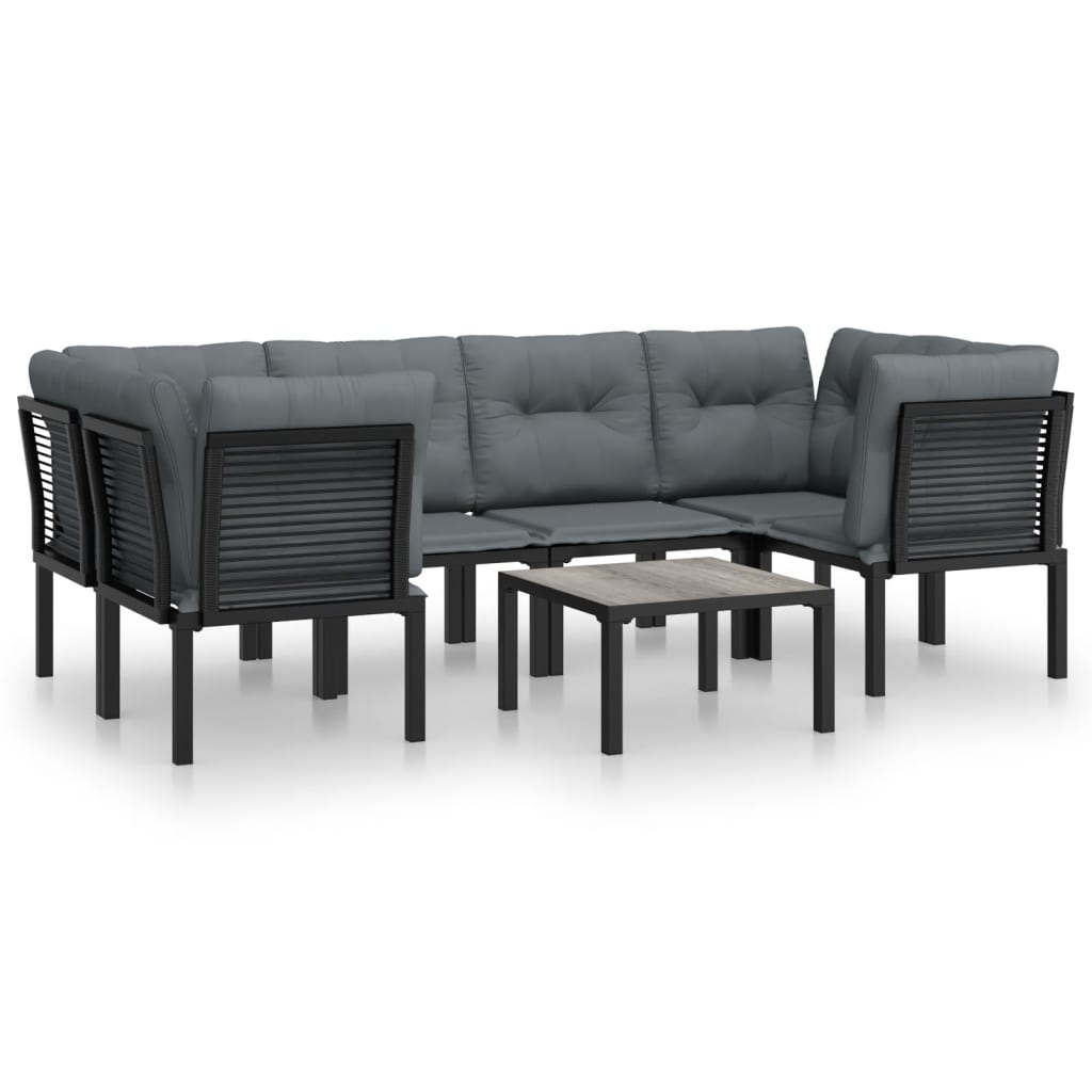 Juego de muebles de jardin 7 piezas ratán sintético negro y gris