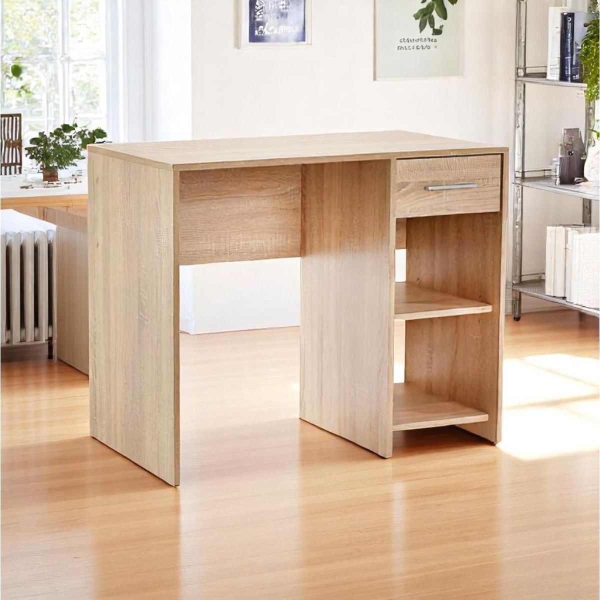 Escritorio soft 1 cajón + 2 compartimentos cambria 74x90x51 cm