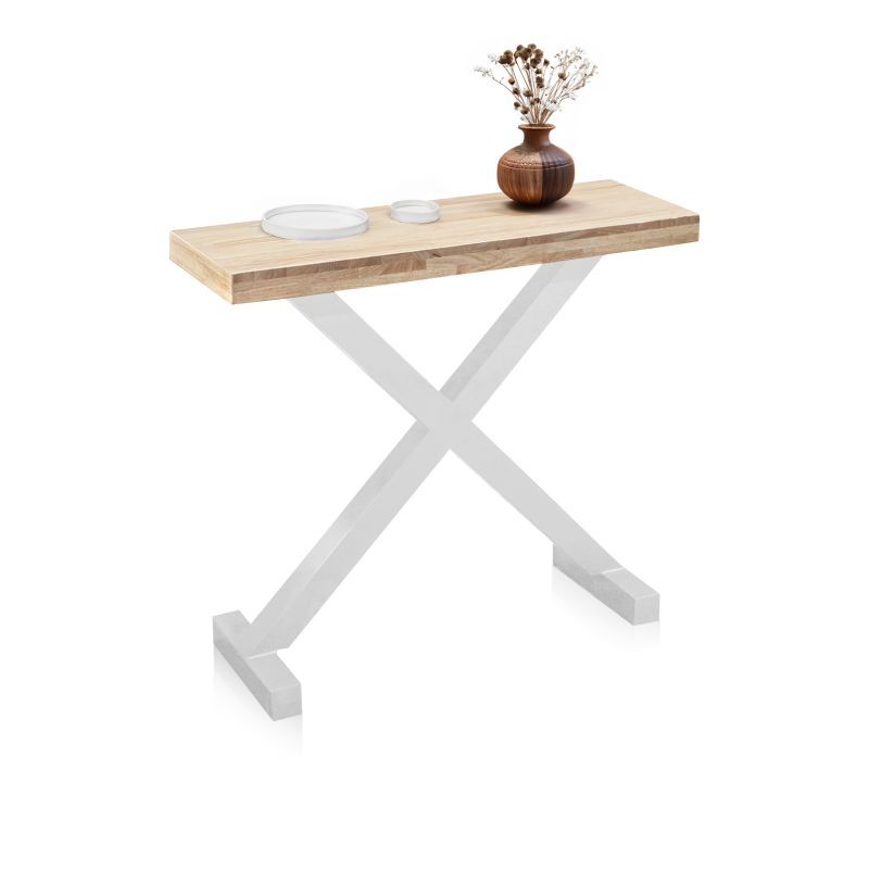 Mueble de recibidor consola en roble salvaje y blanco 90x30 cm xeon roble salvaje - blanco 90 x 80 x 30 cm