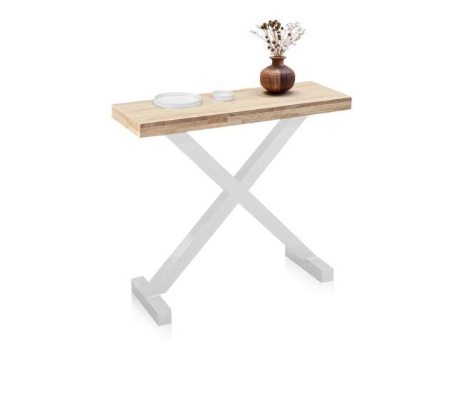 Mueble de recibidor consola en roble salvaje y blanco 90x30 cm xeon roble salvaje - blanco 90 x 80 x 30 cm