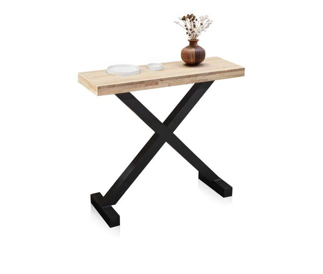 Mueble de recibidor consola en roble salvaje y negro 90x30 cm xeon roble salvaje - negro 90 x 80 x 30 cm