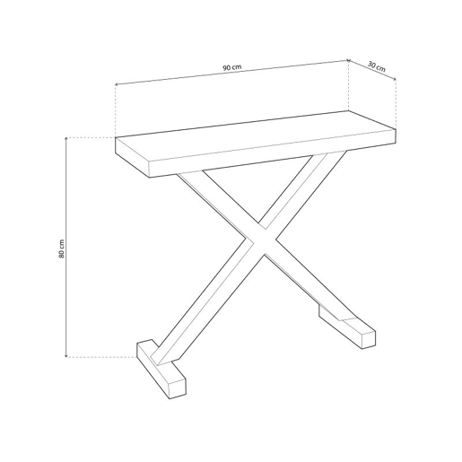 Recetor de consola Xeon Carvalho selvagem - Preto 90 x 80 x 30 cm