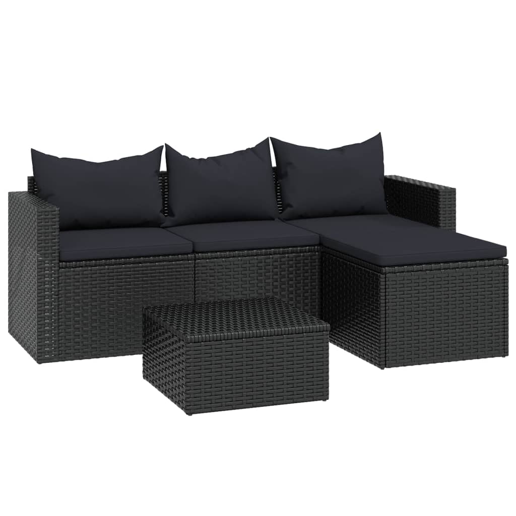 Conjunto de muebles de jardin ratán sintético negro
