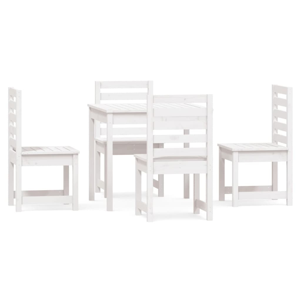 Juego de comedor de jardin 5 piezas madera maciza pino blanco