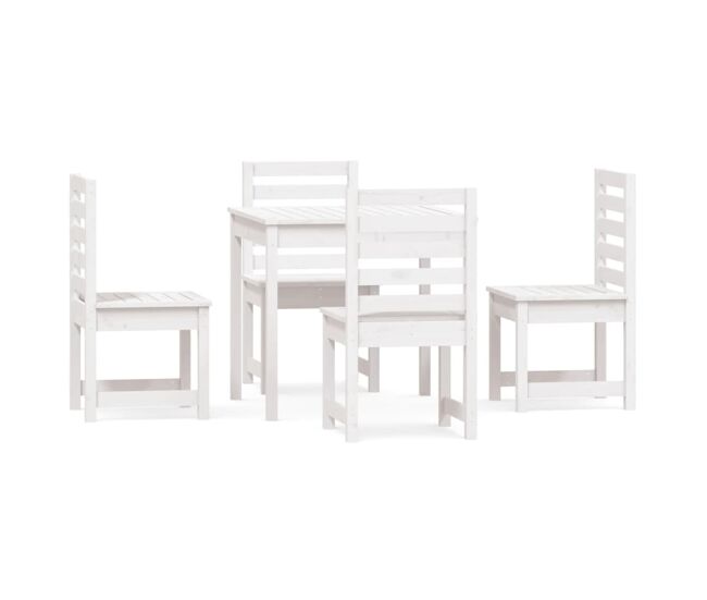 Juego de comedor de jardin 5 piezas madera maciza pino blanco