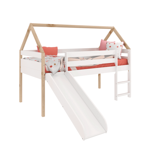 Cama de madeira deslizante madeira branca 90x190cm