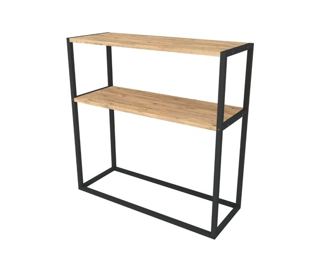Consola birhan 2 estantes natural/negro 90x90x34 cm