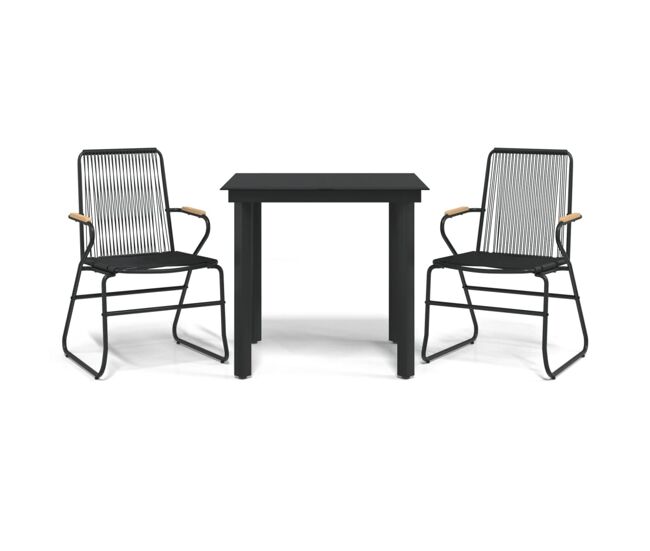Juego de comedor de jardin 3 piezas ratán pvc negro
