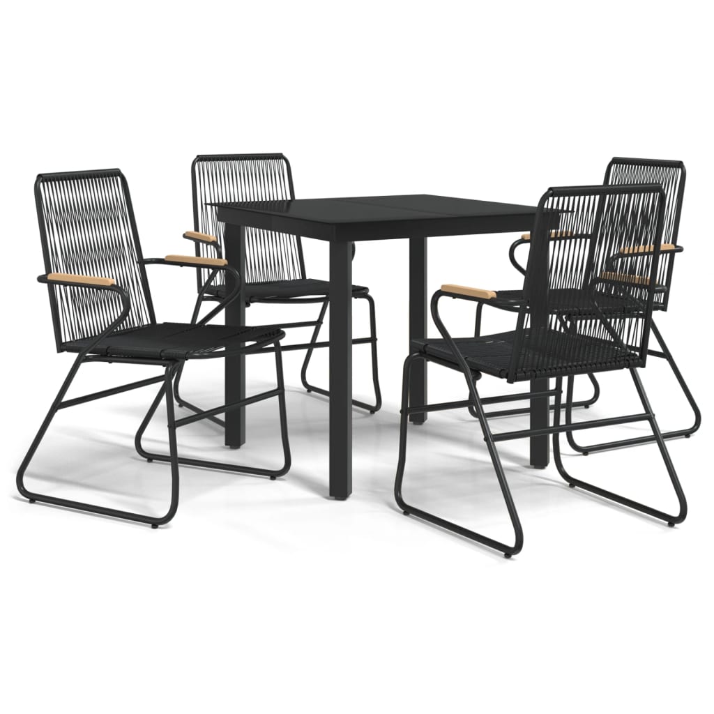 Juego de comedor de jardin 5 piezas ratán pvc negro