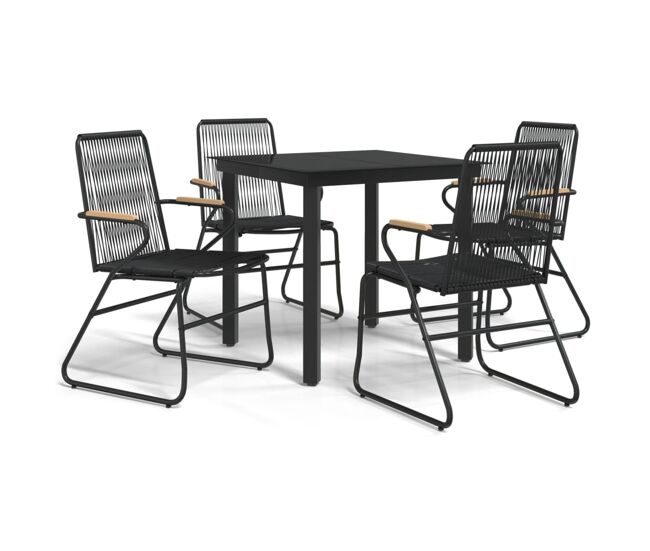 Juego de comedor de jardin 5 piezas ratán pvc negro