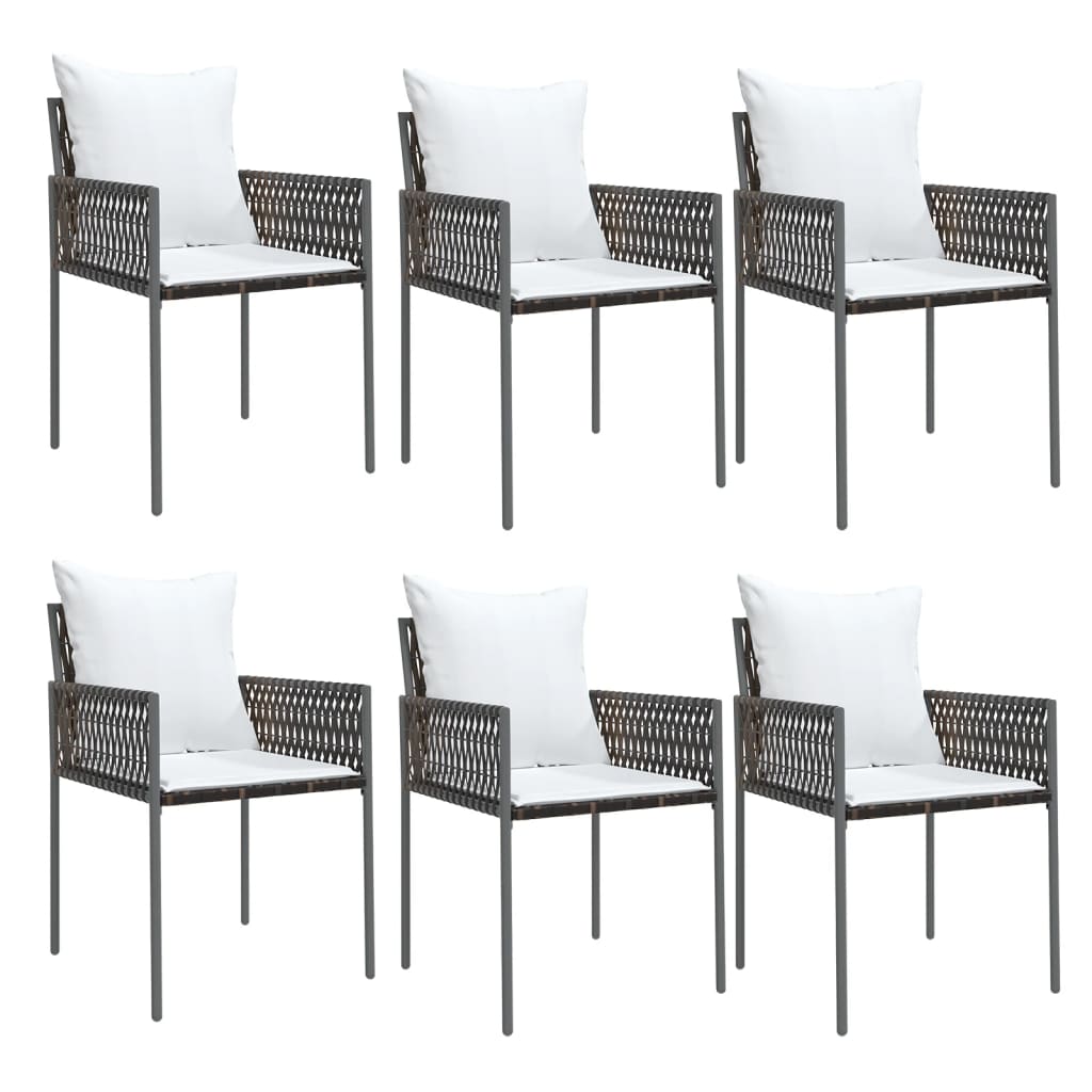 sillas jardin y cojines 6 unidades ratan sintetico marron 54x61x83cm