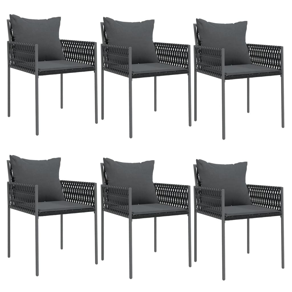 sillas jardin y cojines 6 unidades ratan sintetico negro 54x61x83 cm