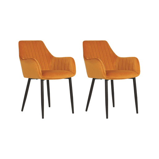 Conjunto de 2 cadeiras de jantar WELLSTON Veludo Laranja