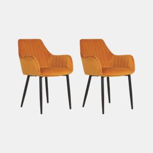 Conjunto de 2 cadeiras de jantar WELLSTON Veludo Laranja