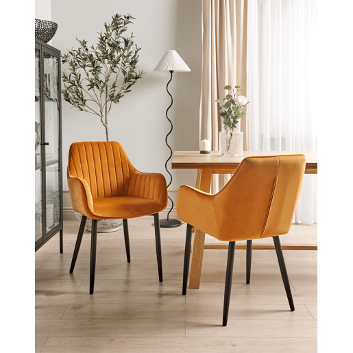 Conjunto de 2 cadeiras de jantar WELLSTON Veludo Laranja