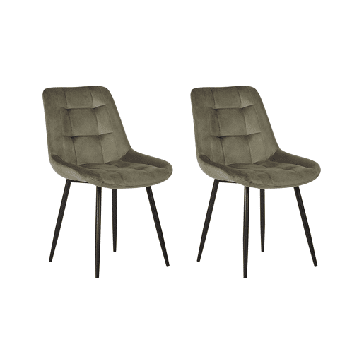 Conjunto de 2 cadeiras de jantar MELROSE Veludo Verde-oliva