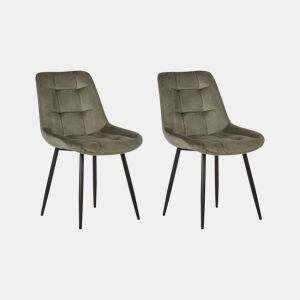 Conjunto de 2 cadeiras de jantar MELROSE Veludo Verde-oliva
