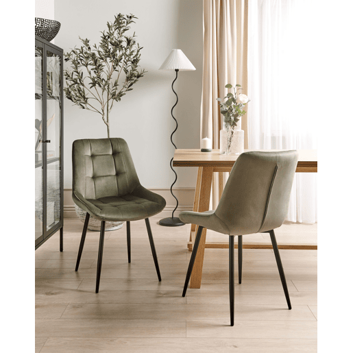 Conjunto de 2 cadeiras de jantar MELROSE Veludo Verde-oliva