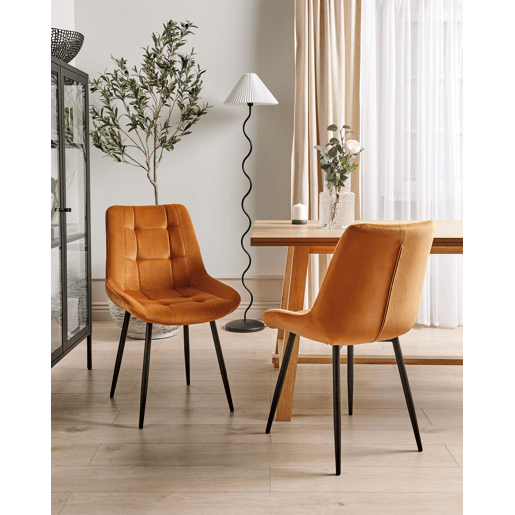 Conjunto de 2 cadeiras de jantar MELROSE Veludo Laranja