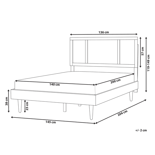Cama com LED Rattan AURAY 140 x 200 cm Castanho