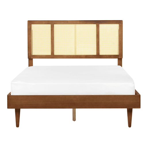 Cama com LED Rattan AURAY 140 x 200 cm Castanho