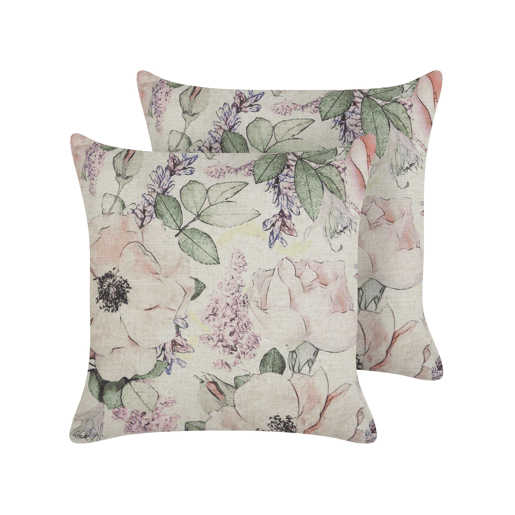 Conjunto de 2 almofadas decorativas ZAHRIYE 45 x 45 cm Violeta Padrão floral