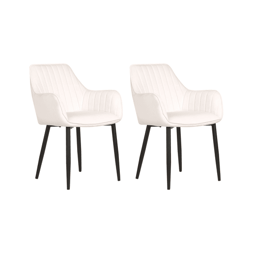 Conjunto de 2 cadeiras de jantar WELLSTON Veludo Branco creme