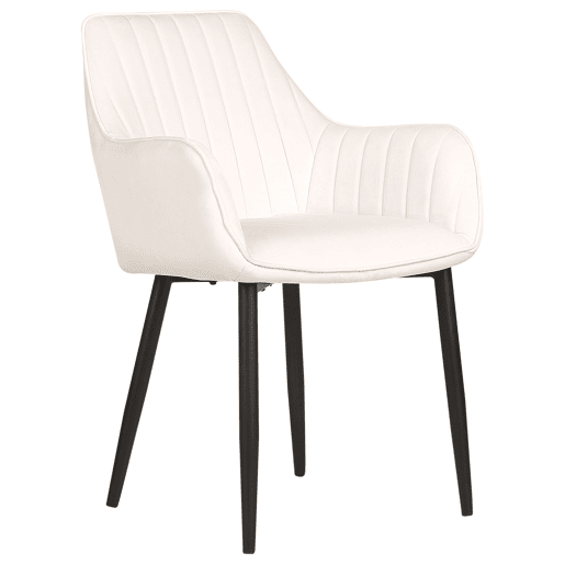 Conjunto de 2 cadeiras de jantar WELLSTON Veludo Branco creme