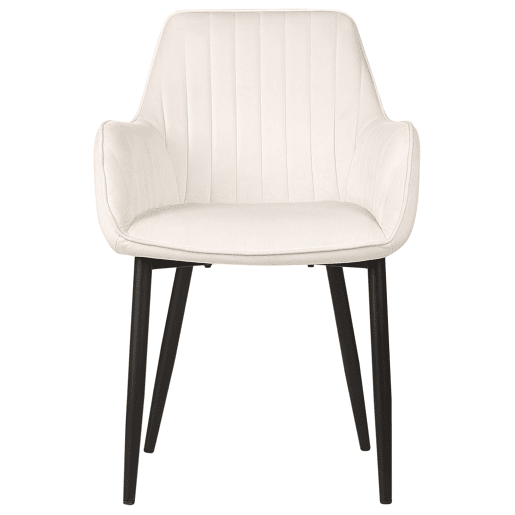 Conjunto de 2 cadeiras de jantar WELLSTON Veludo Branco creme