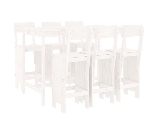 Set de mesa y taburetes altos jardin 7 piezas madera pino blanco