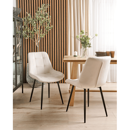 Conjunto de 2 cadeiras de jantar MELROSE Veludo Branco creme