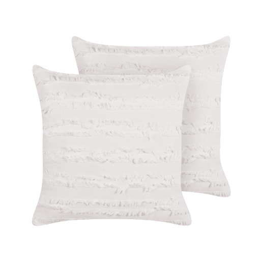 Conjunto de 2 almofadas decorativas MAKNEH Algodão 45 x 45 cm Branco Sólido