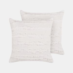 Conjunto de 2 almofadas decorativas MAKNEH Algodão 45 x 45 cm Branco Sólido
