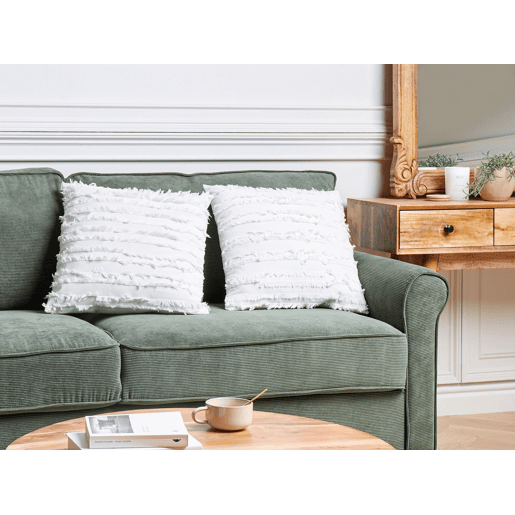 Conjunto de 2 almofadas decorativas MAKNEH Algodão 45 x 45 cm Branco Sólido