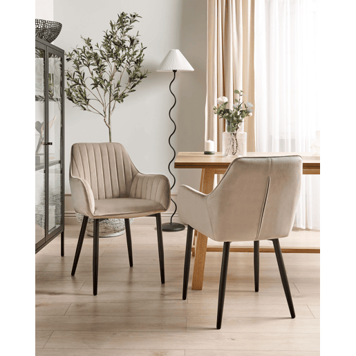Conjunto de 2 cadeiras de jantar WELLSTON Veludo Taupe