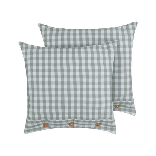 Conjunto de 2 almofadas decorativas TALYA 45 x 45 cm Verde menta Quadriculado