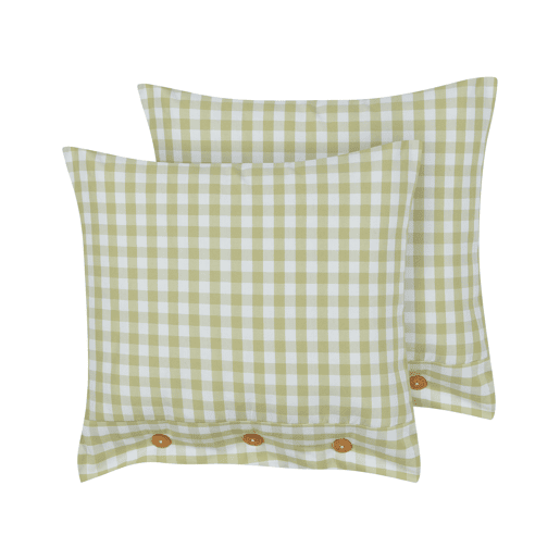 Conjunto de 2 almofadas decorativas TALYA 45 x 45 cm Verde-oliva Quadriculado