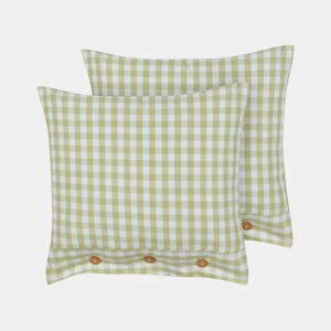 Conjunto de 2 almofadas decorativas TALYA 45 x 45 cm Verde-oliva Quadriculado
