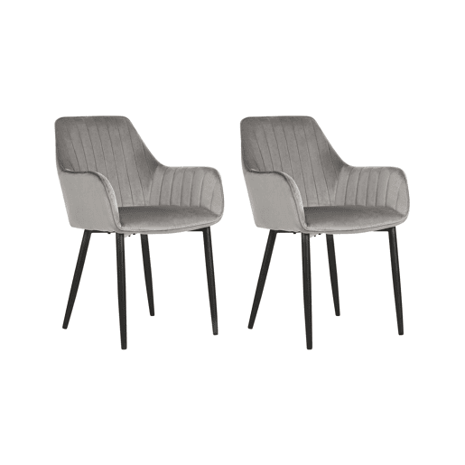 Conjunto de 2 cadeiras de jantar WELLSTON Veludo Cinzento escuro