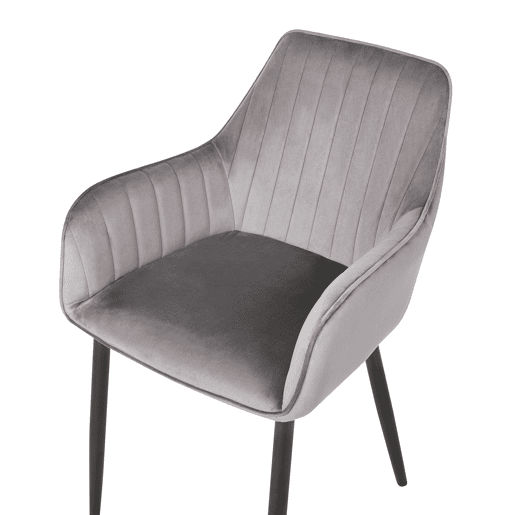 Conjunto de 2 cadeiras de jantar WELLSTON Veludo Cinzento escuro