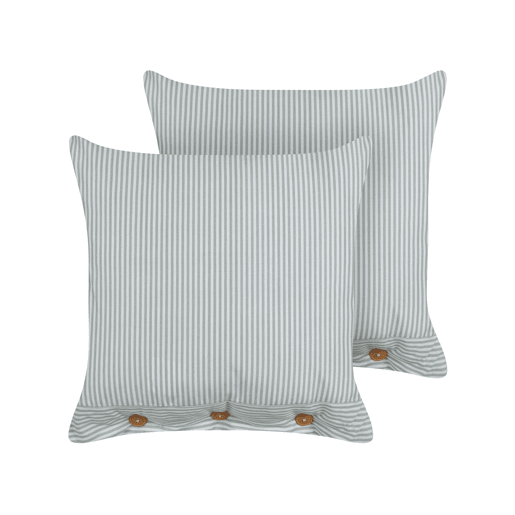 Conjunto de 2 almofadas decorativas SEBRINE 45 x 45 cm Verde menta Às riscas