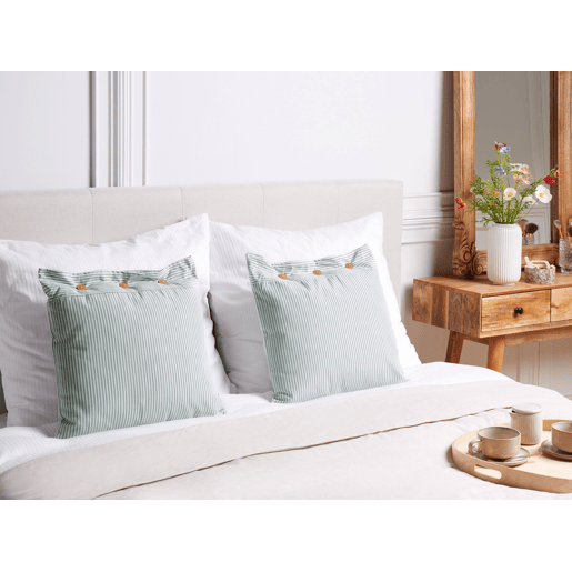Conjunto de 2 almofadas decorativas SEBRINE 45 x 45 cm Verde menta Às riscas