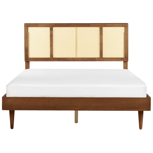 Cama com LED Rattan AURAY 160 x 200 cm Castanho