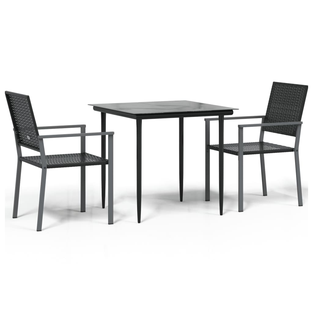 Juego de comedor para jardin 3 piezas ratán sintético y acero longitud mesa 80 cm