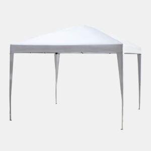 Outsunny Tenda Dobrável 2,95x2,95 cm com Bolsa de Transporte Altura Ajustável Anti-UV e Impermeável para Terraço Pátio e Praia Branco Prateado