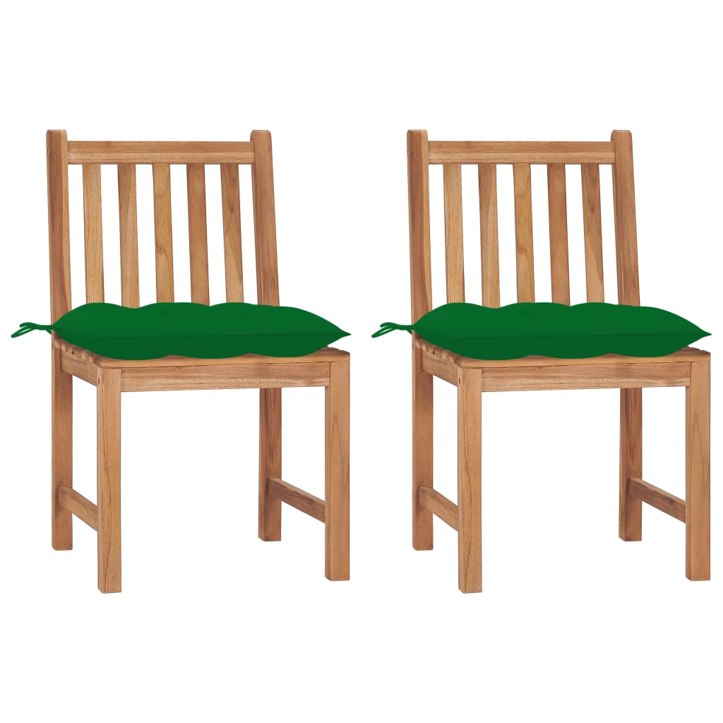 sillas de jardin 2 unidades madera maciza de teca con cojines