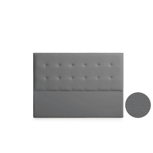 Cabeceira Estofada ASTORIA Pele Sintética 145x120x8 cm - CINZA ESCURO - Moonia