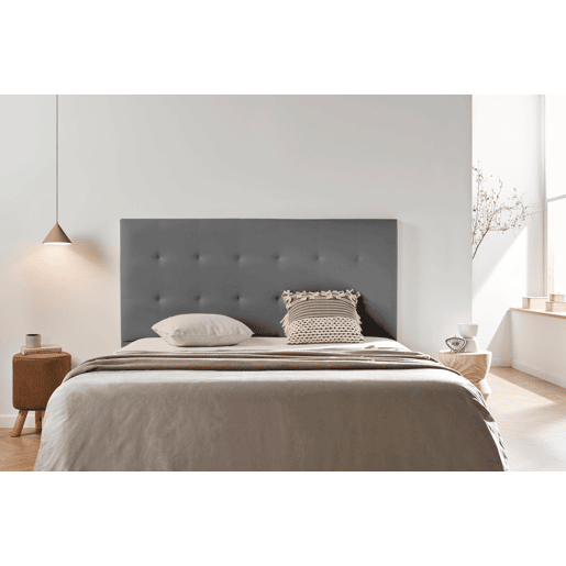 Cabeceira Estofada ASTORIA Pele Sintética 145x120x8 cm - CINZA ESCURO - Moonia