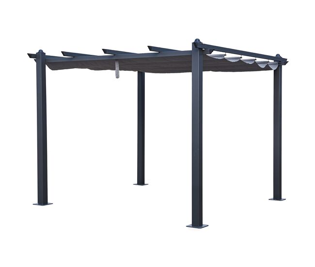 Pérgola independiente 3 × 3m cassis gris - estructura de aluminio