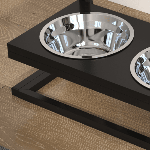 PawHut Comedouro Elevado para Cães Alimentador para Cães com 2 Tigelas de Aço Inoxidável com Altura Ajustável e 1 Peça de Metal com Formato de Osso 40,5x22x39 cm Preto